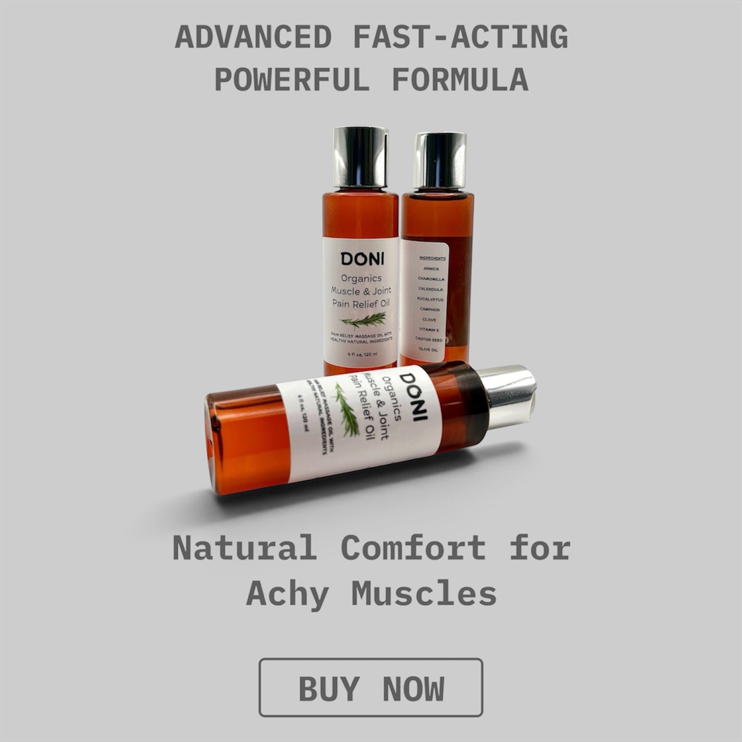 Organic Pain Relief Massage Oil with All-Natural Herbs